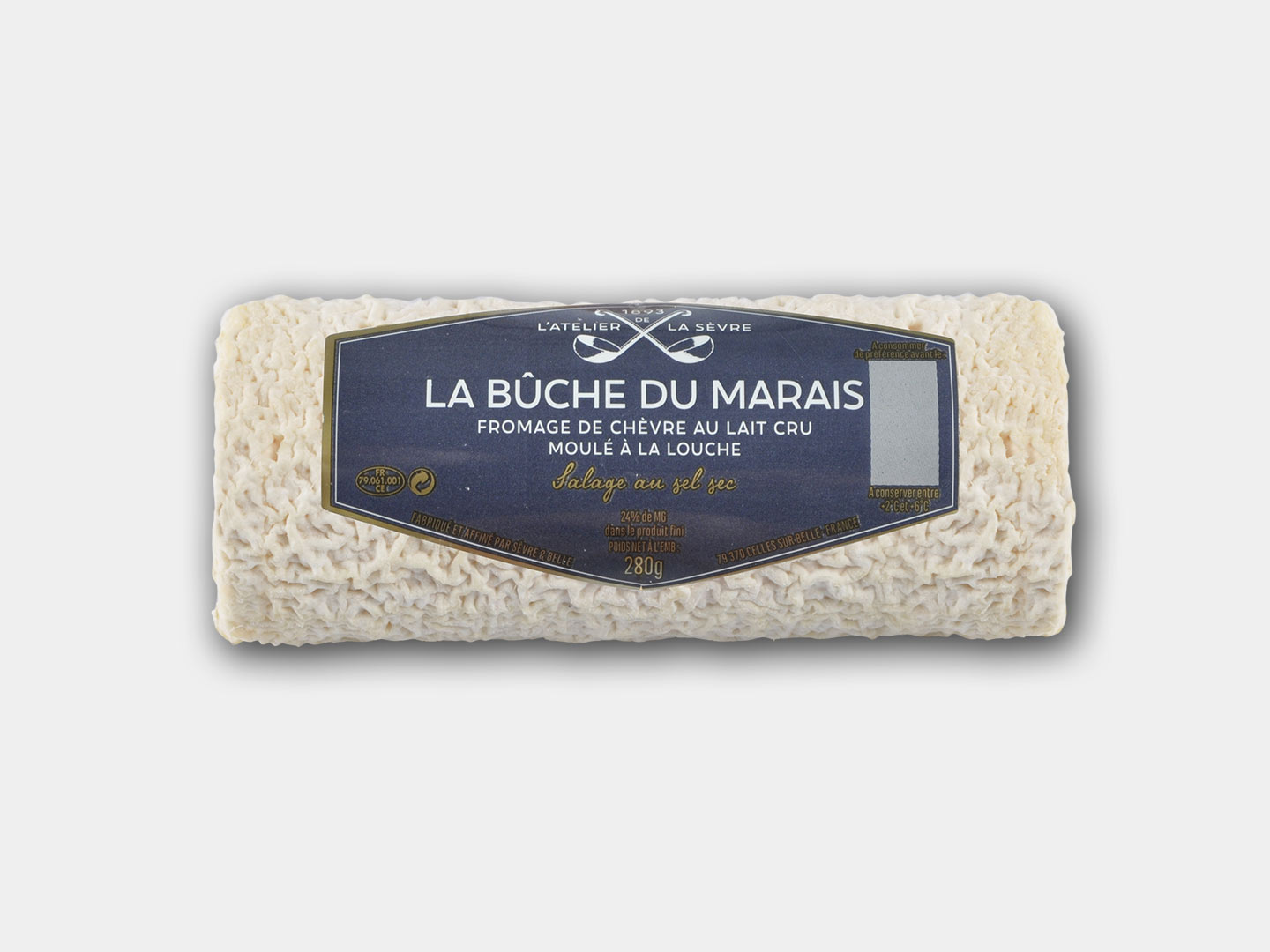 La bûche du Marais 280g - fromage de chèvre - lait cru - moulé louche - Atelier de la sèvre