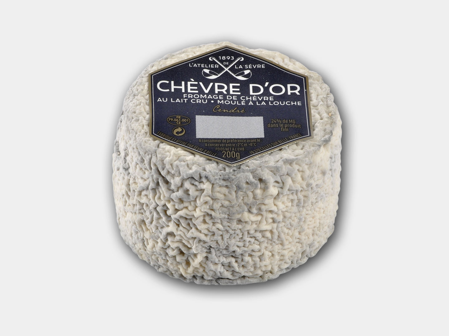 Le Chèvre d'or cendré 200g - fromage de chèvre au lait cru - moulé à la louche - Atelier de la Sèvre