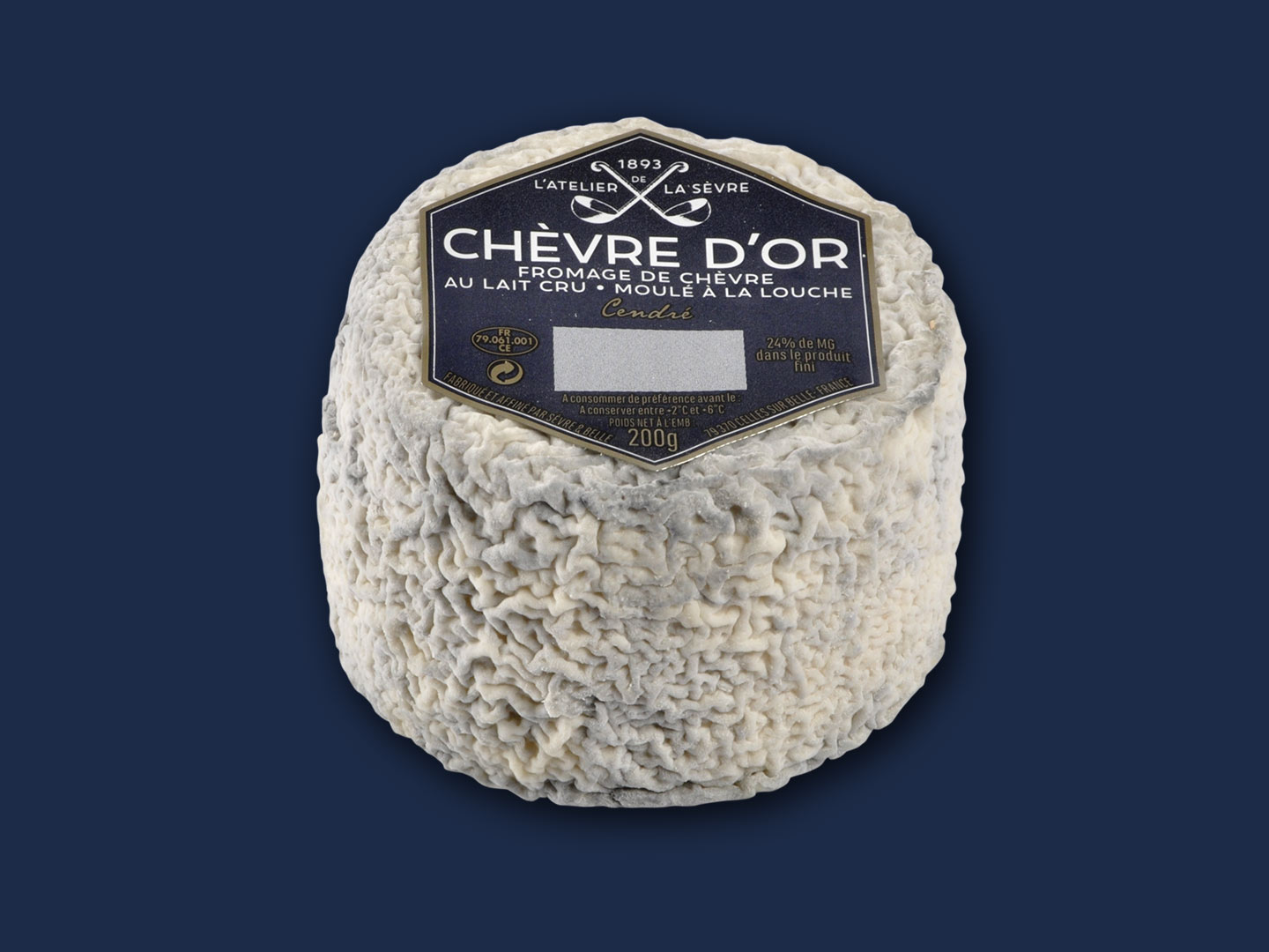 Le Chèvre d'or cendré 200g - fromage de chèvre au lait cru - moulé à la louche - Atelier de la Sèvre